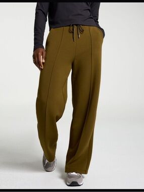 CALIA Soft Scuba Wide Leg Pant Pants Dark Khaki Olive Green NWOT Size L